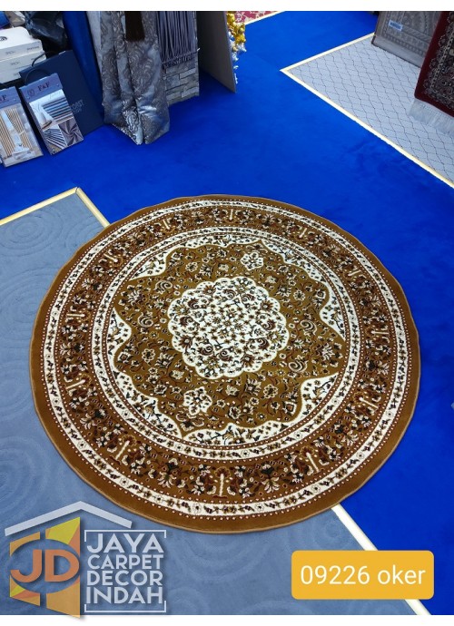 Permadani New Kashan Bulat 09226 OKER  ukuran 160 x 160 cm
